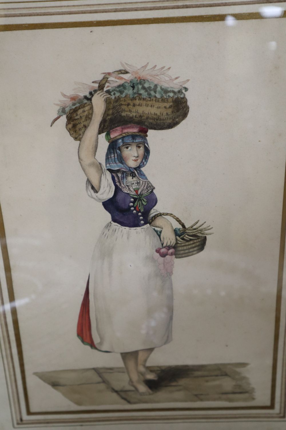 William John Ferguson (fl. 1849-78), Pozzuoli, in the Gulf of Naples (costume), pencil and wash and three other costume watercolours